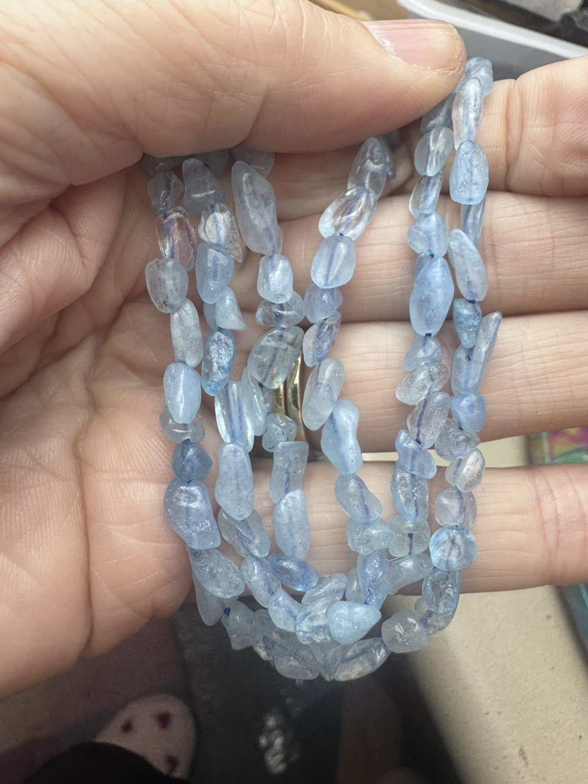 Natural Aquamarine Gemstone Bead Strand – 16 Inch