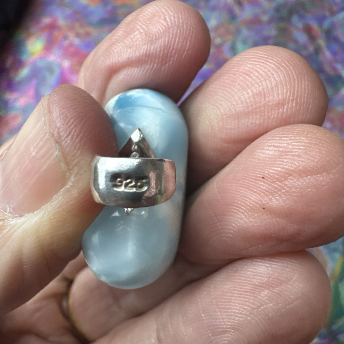 15 Gram 925 Silver Larimar Heart Pendant Handmade In  the Dominican Republic