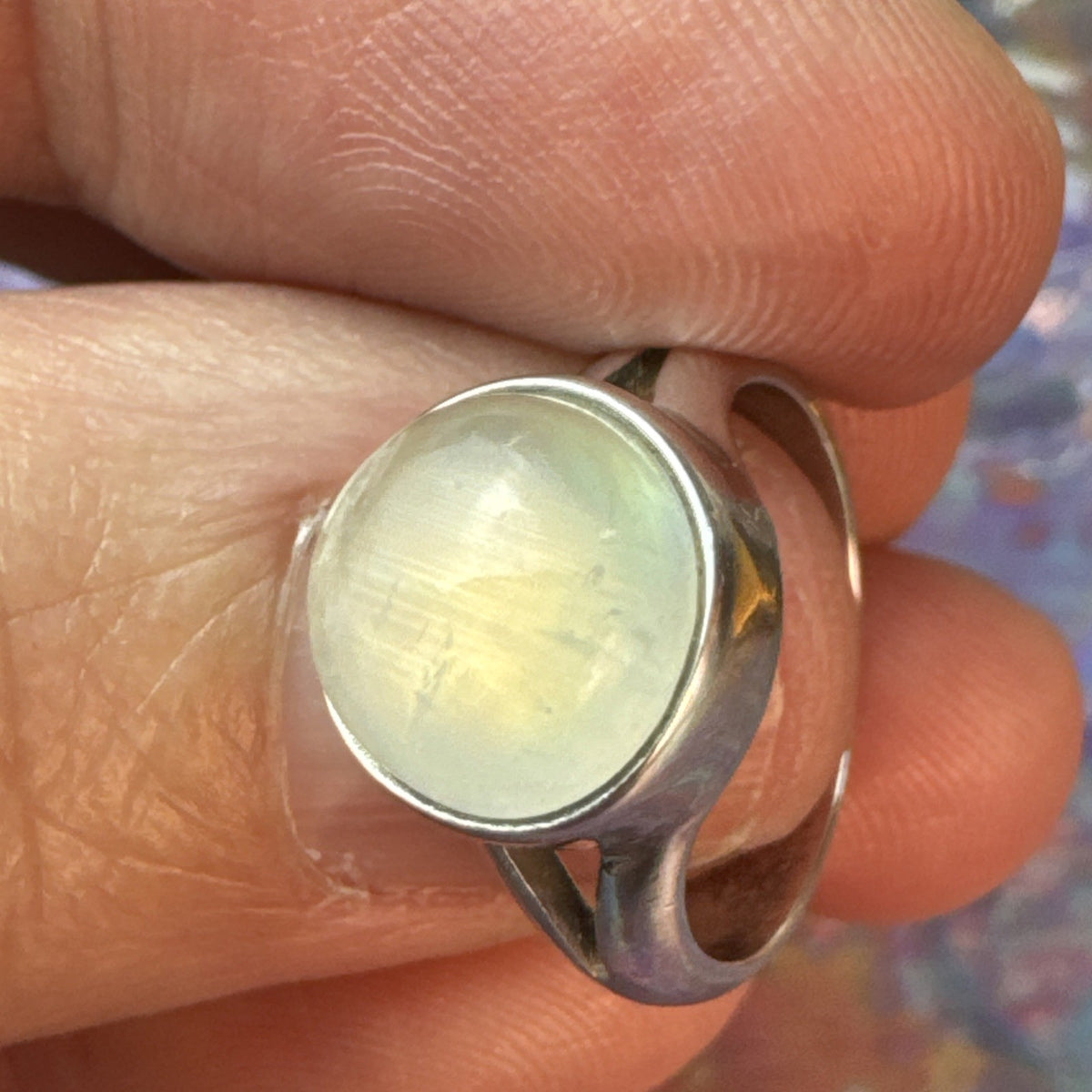 Rainbow Moonstone  925 Sterling Silver Ring Size J 4.75