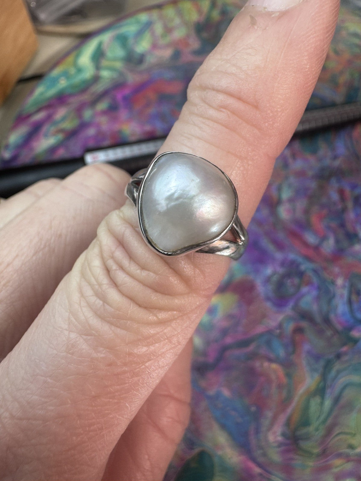 Size 8 Natural Pearl Ring 925 silver P.5
