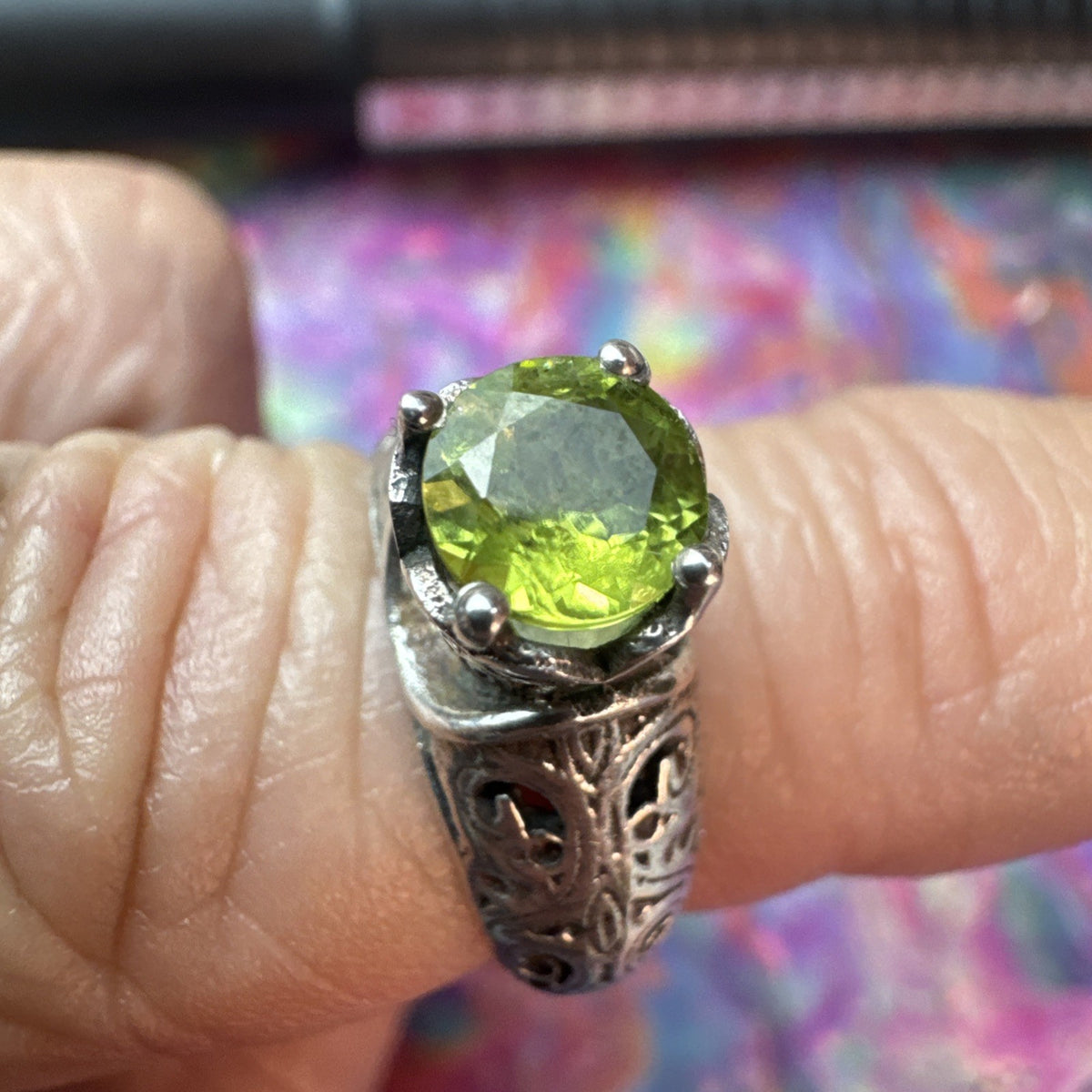 Peridot 925 Sterling Silver Ring Size J 5