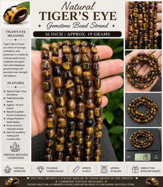Natural tigers eye Tumble Bead Strand – 16 Inch