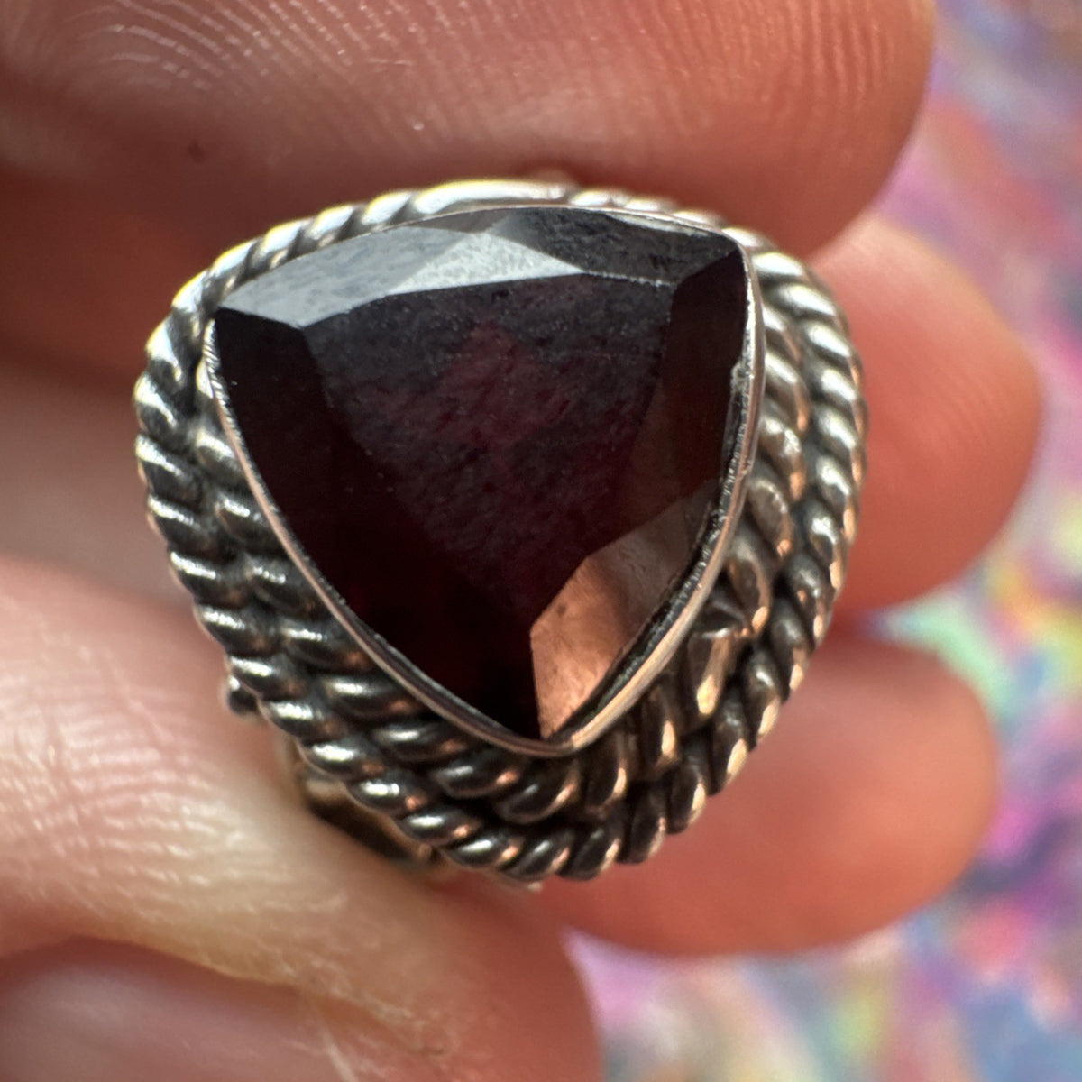 Garnet 925 Sterling Silver Ring Size J 5