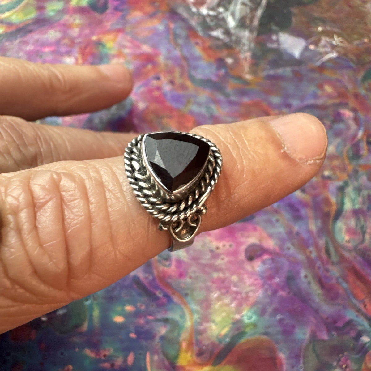 Garnet 925 Sterling Silver Ring Size J 5