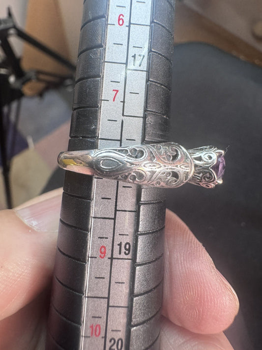 Size 8 Natural Amethyst Ring 925 silver P.5