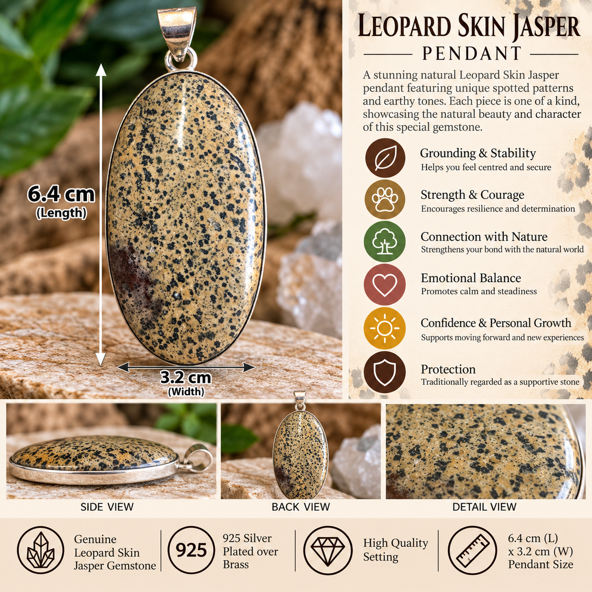 Leopard Skin Jasper Pendant