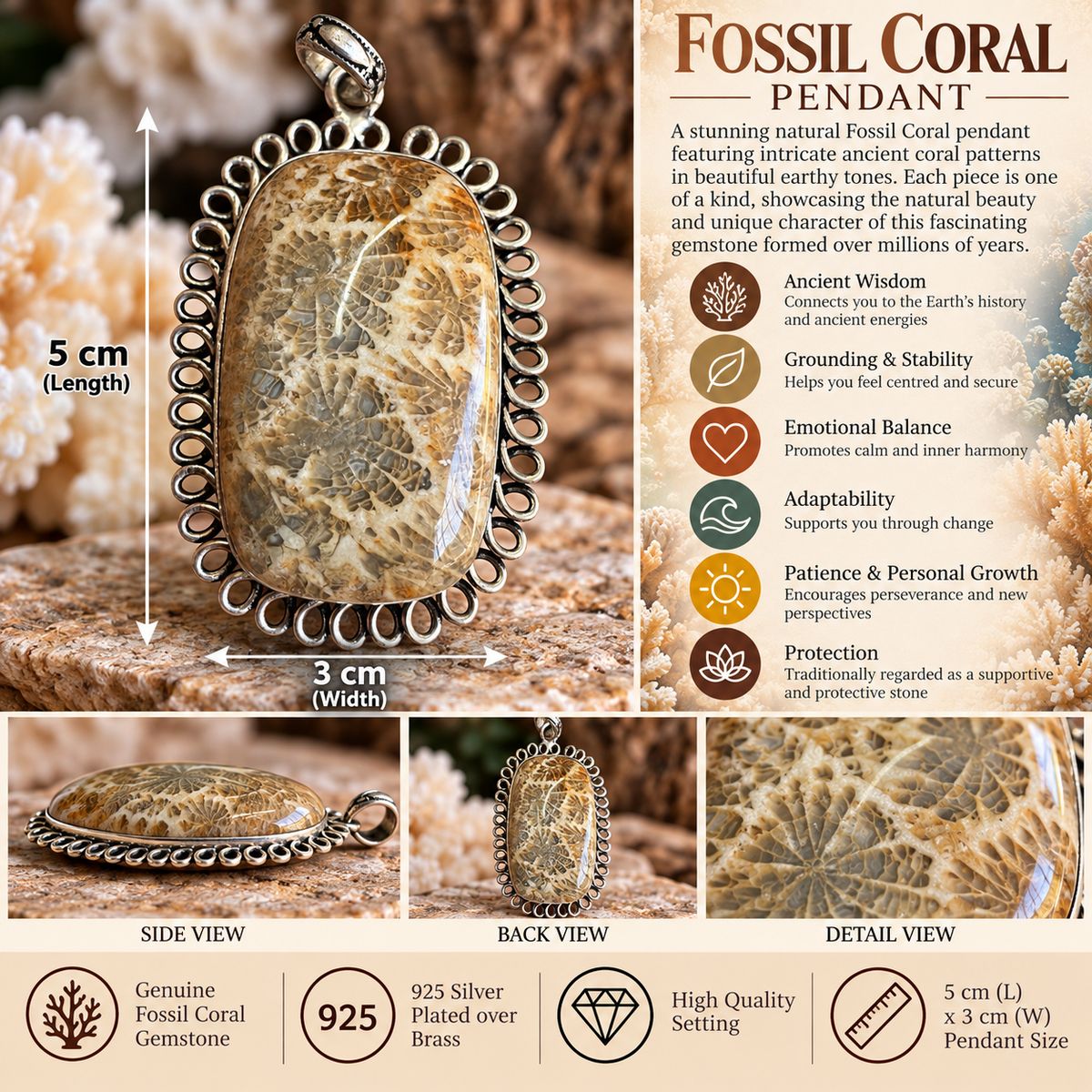 Fossil Coral Pendant $5