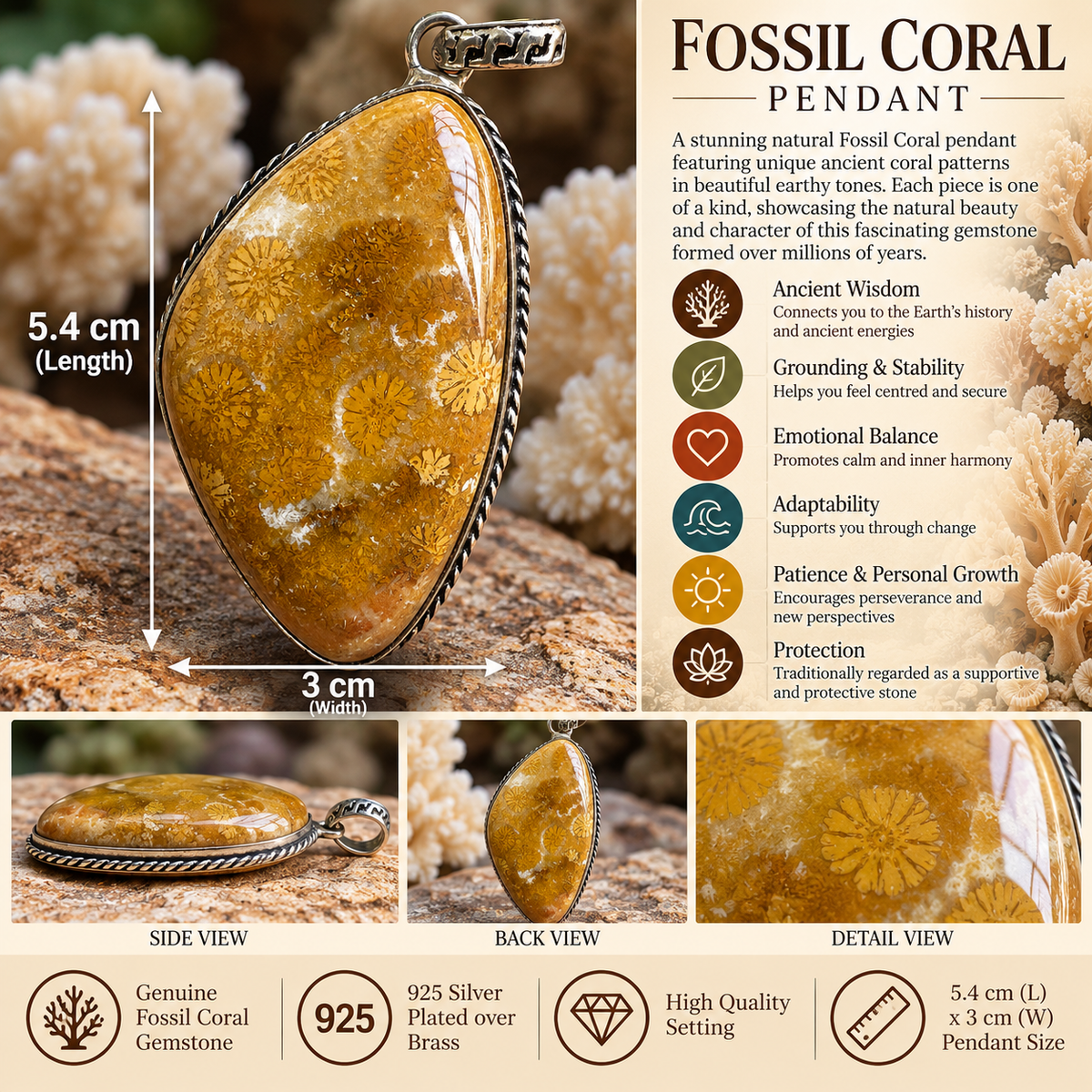 Fossil Coral Pendant $5